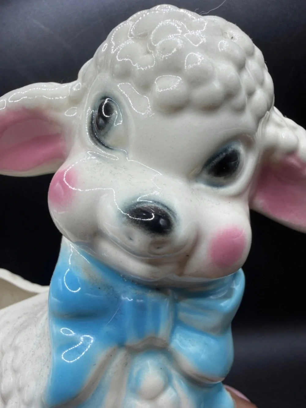 Vintage Hand Painted Kitsch Lamb Sheep Planter Vessel Vase Kawaii Coquette Decor - Picture 2 of 14